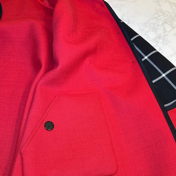 Nina Mclemore Reversible Tattersall Wool Shirt Jacket Black White Red Size Large - Picture 4 of 8